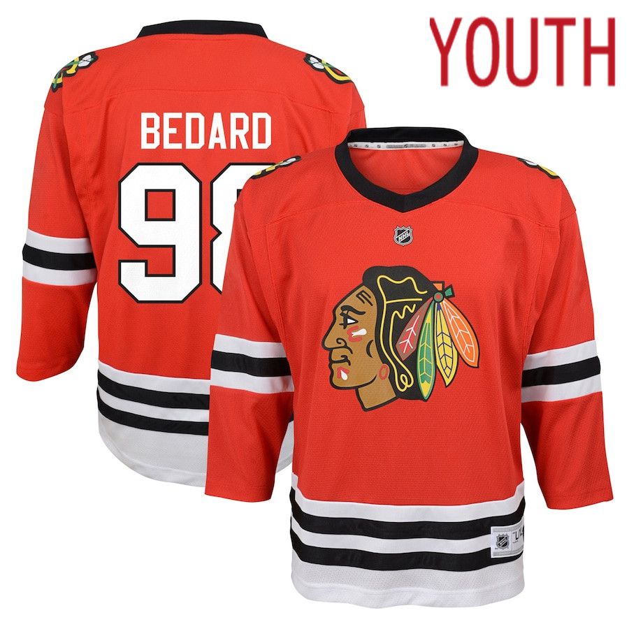 Youth Chicago Blackhawks 98 Connor Bedard Red Home Replica Player NHL Jersey